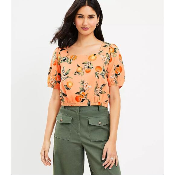 NWT Loft Orange Harvest Cris Cross Cropped Top Cotton Size Small - Picture 1 of 7